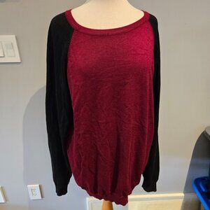 Coofandy Men’s Raglan Colorblock Sweater | Size XXL | Burgundy/Black